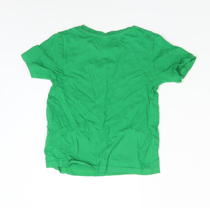 Earth Positive Boys Green   Basic T-Shirt Size 5-6 Years  - Save the Ocean Fuerteventura Shark