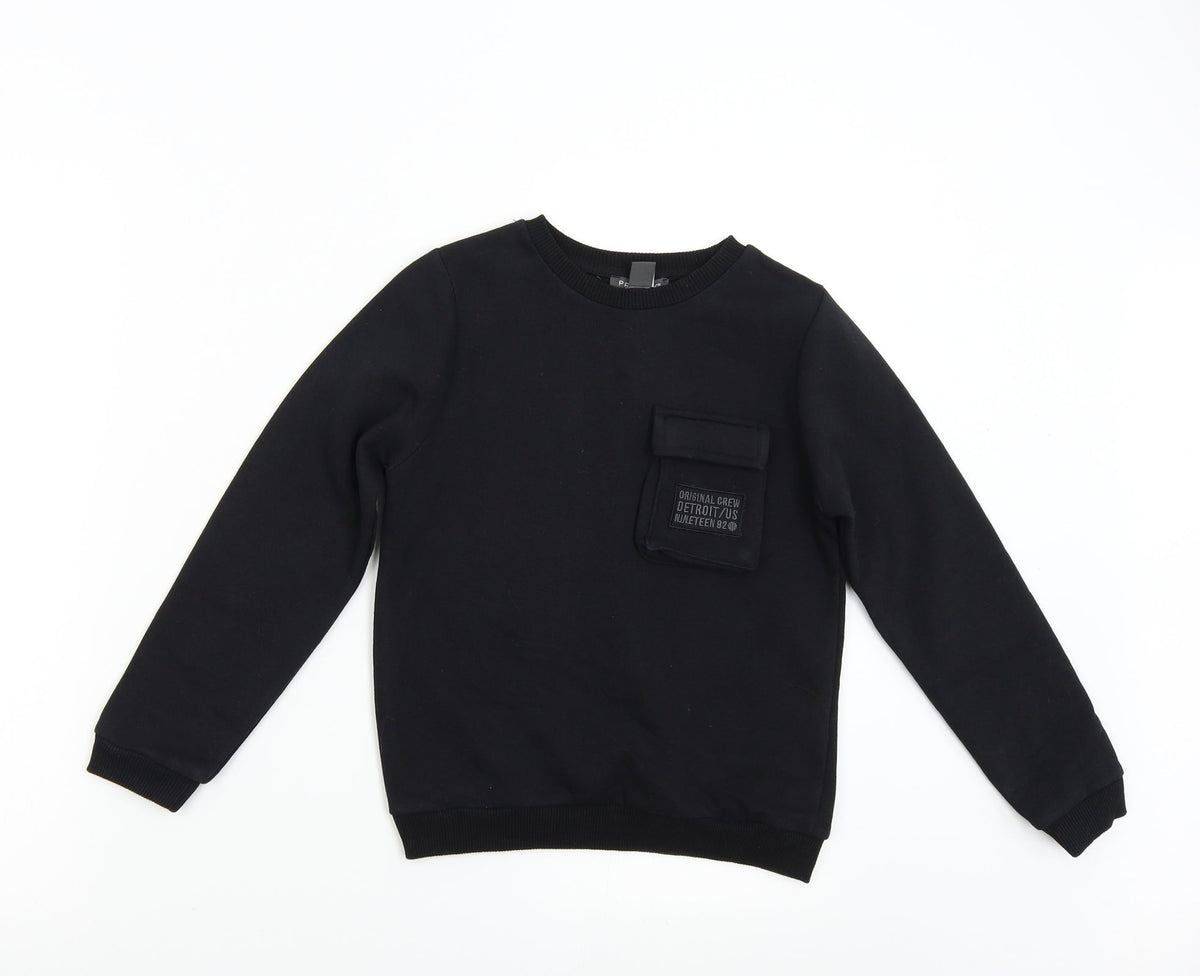 Additional front view of Primark boys’ black pullover sweatshirt, size 9-10, years