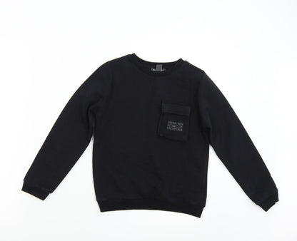 Additional front view of Primark boys’ black pullover sweatshirt, size 9-10, years