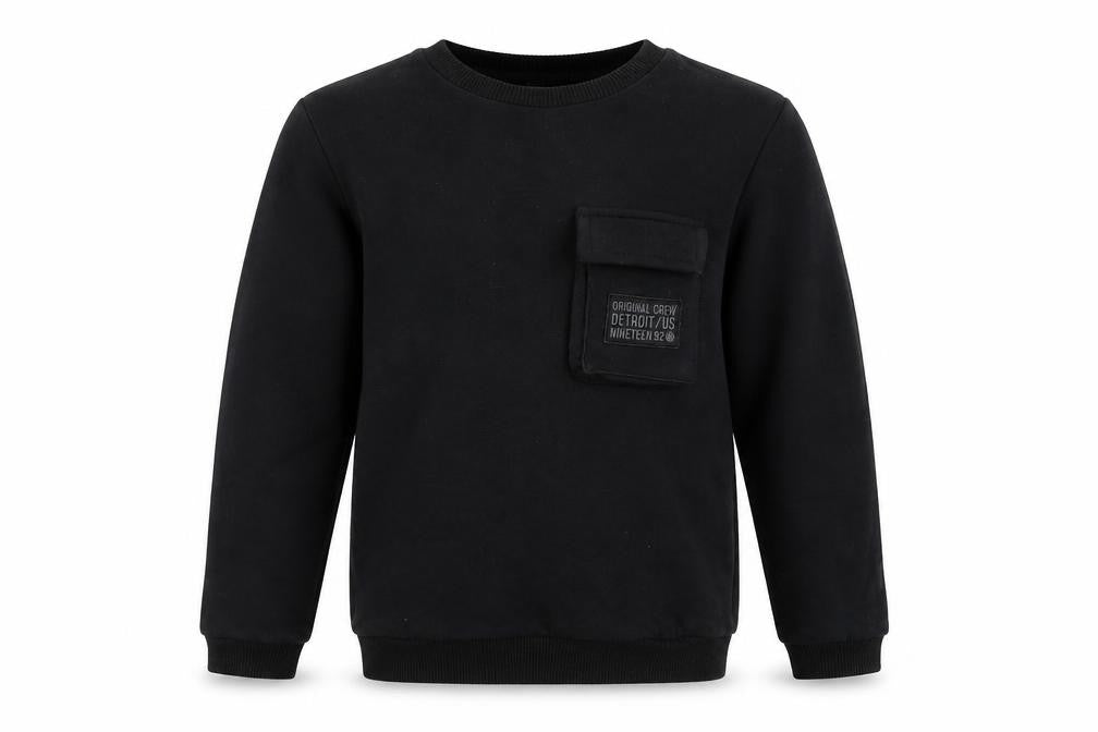 Front view of Primark boys’ black pullover sweatshirt, size 9-10, years