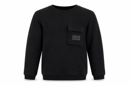 Front view of Primark boys’ black pullover sweatshirt, size 9-10, years