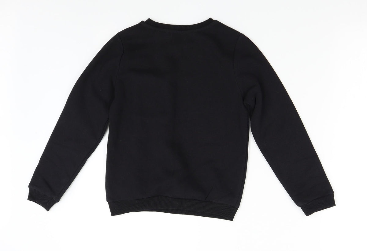 Back view of Primark boys’ black pullover sweatshirt, size 9-10, years