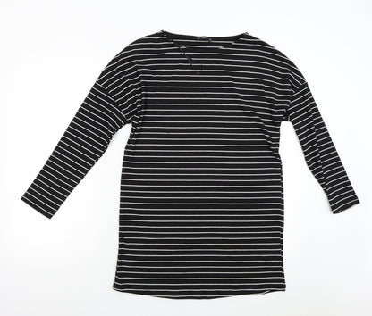 F&F Womens Black Striped  T-Shirt Dress  Size 10