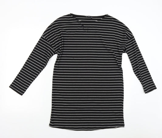 F&F Womens Black Striped  T-Shirt Dress  Size 10