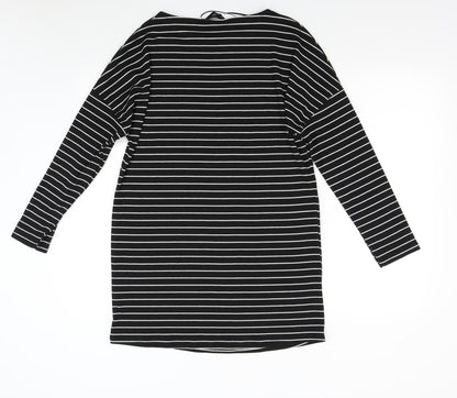 F&F Womens Black Striped  T-Shirt Dress  Size 10