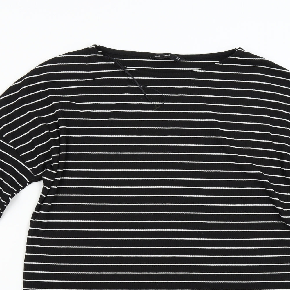 F&F Womens Black Striped  T-Shirt Dress  Size 10