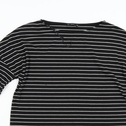 F&F Womens Black Striped  T-Shirt Dress  Size 10