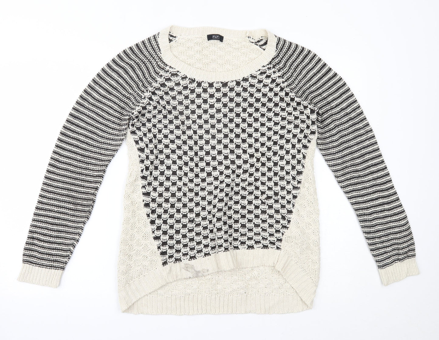 F&F Womens Beige Striped  Pullover Jumper Size 14