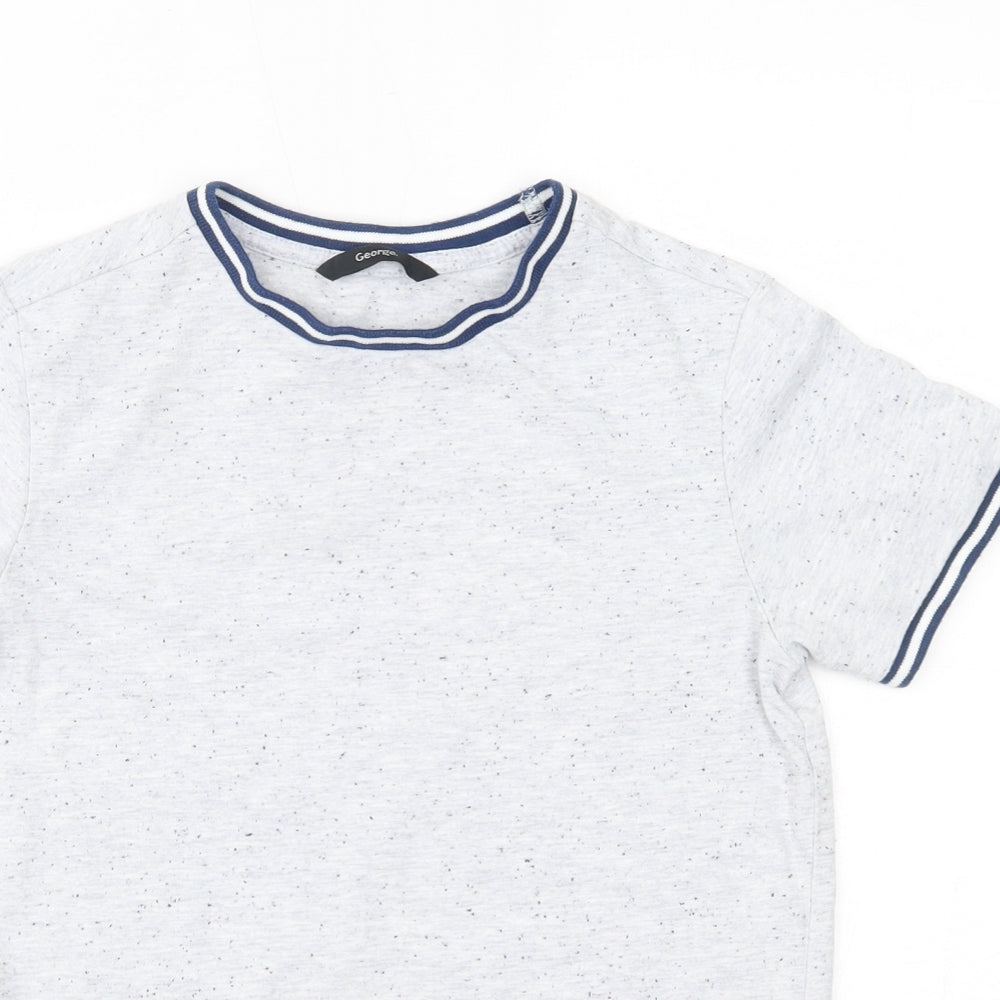 Close-up detail of George boys’ grey basic t-shirt, size 9-10, years