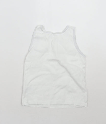 Nutmeg Girls White   Basic Tank Size 7-8 Years