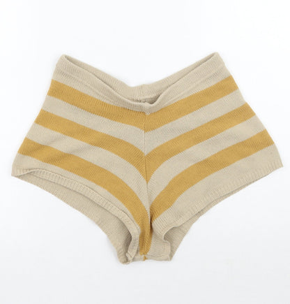 Nasty Gal Womens Beige Striped  Bermuda Shorts Size S
