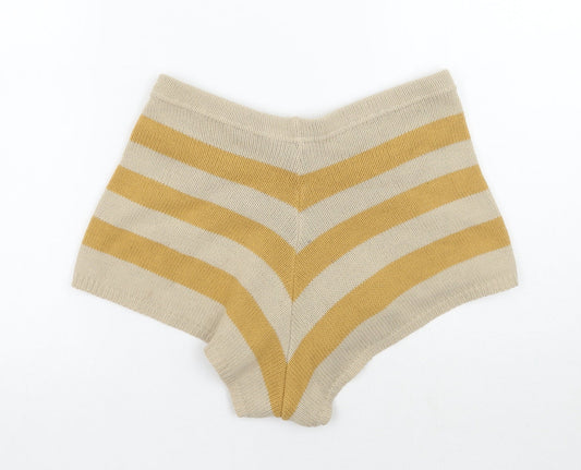 Nasty Gal Womens Beige Striped  Bermuda Shorts Size S