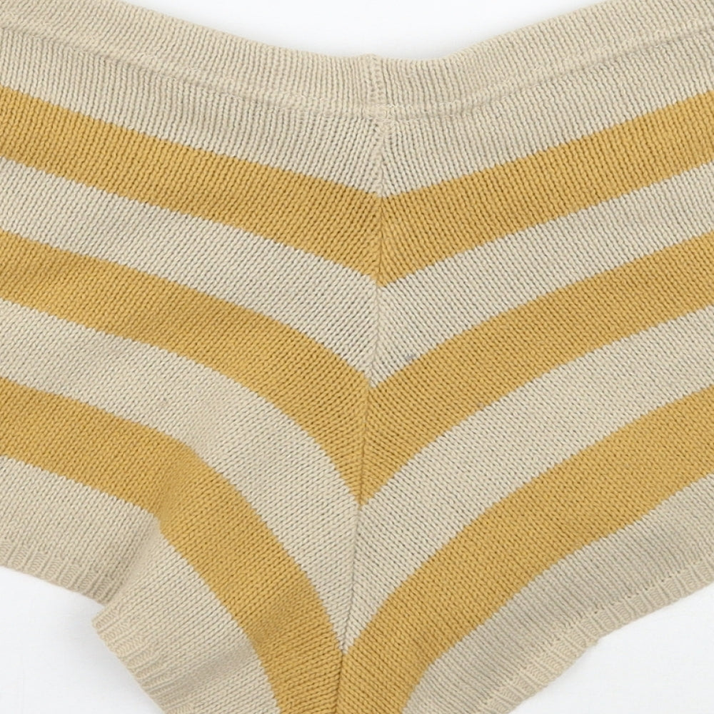 Nasty Gal Womens Beige Striped  Bermuda Shorts Size S