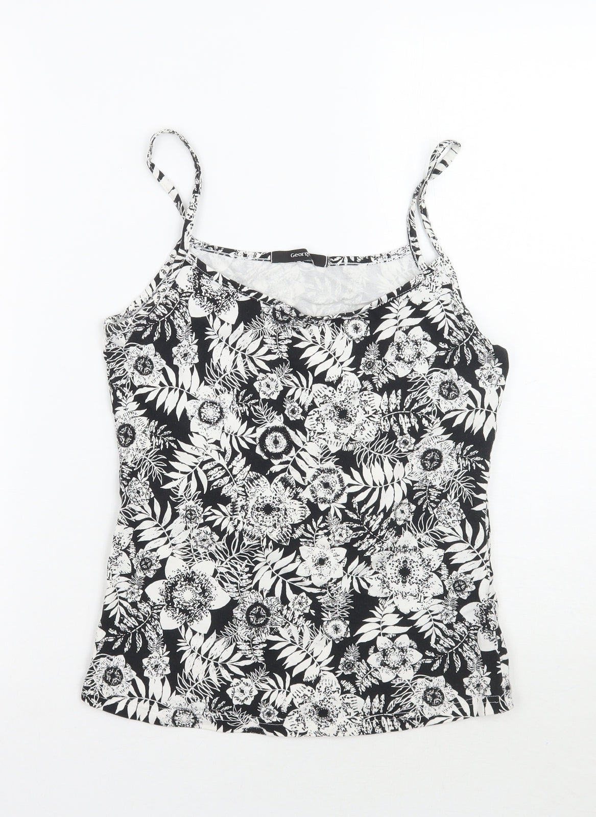 George Womens Black Floral  Basic Tank Size 10