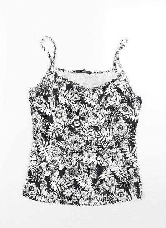 George Womens Black Floral  Basic Tank Size 10