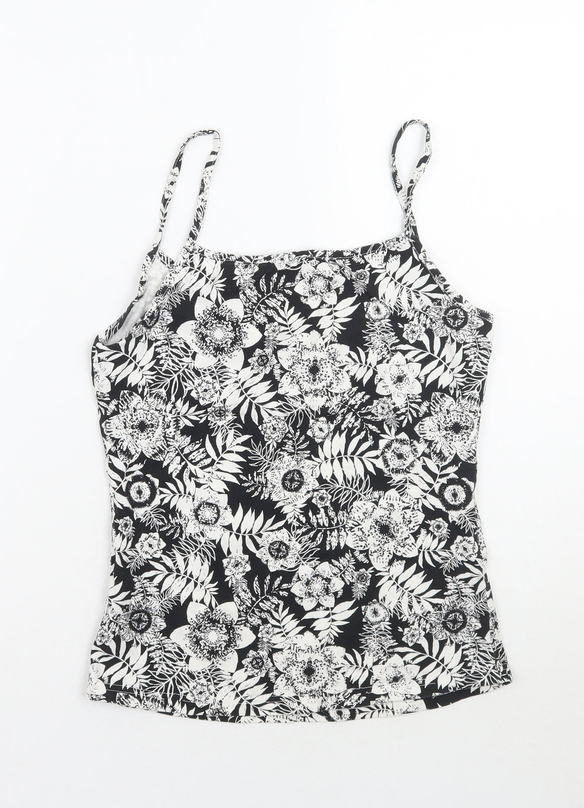 George Womens Black Floral  Basic Tank Size 10