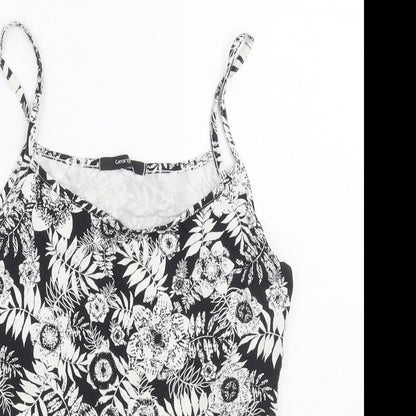 George Womens Black Floral  Basic Tank Size 10