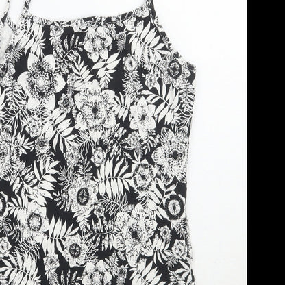 George Womens Black Floral  Basic Tank Size 10