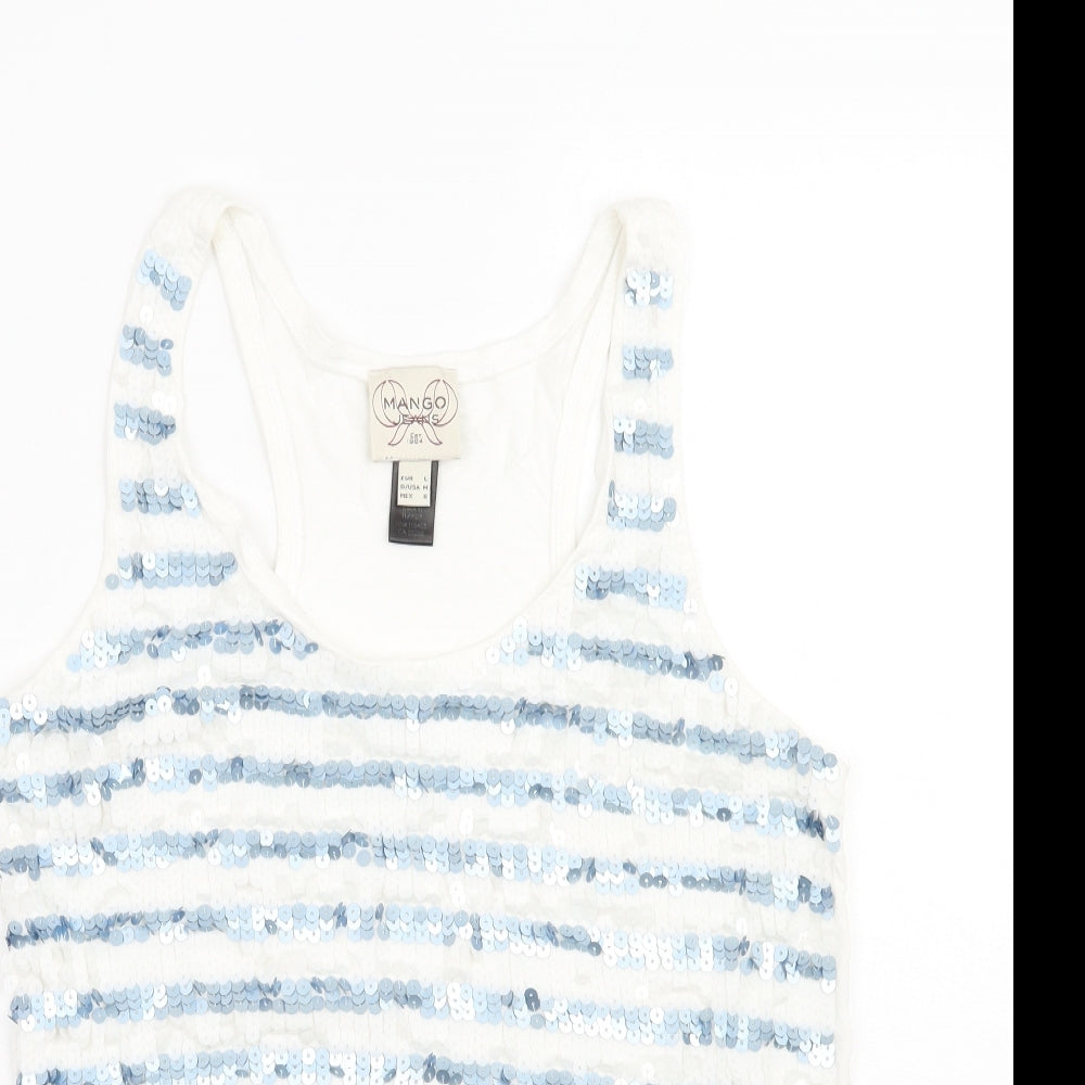 Womens UK Size L Mango White Basic Tank