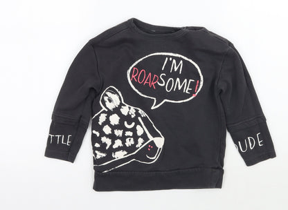 George Girls Grey Animal Print  Pullover Jumper Size 2-3 Years