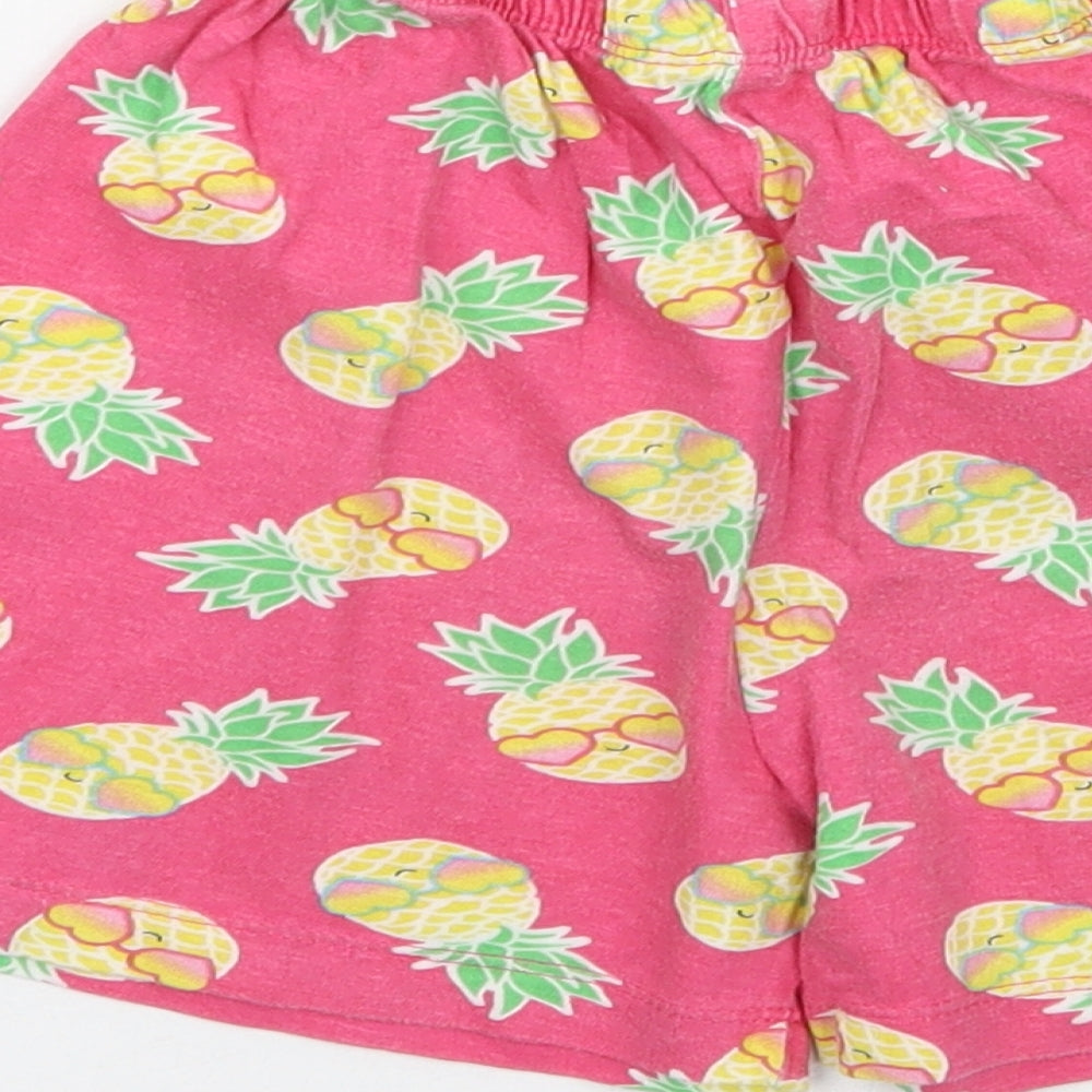 Kids Girls Pink Geometric  Sweat Shorts Size 5-6 Years