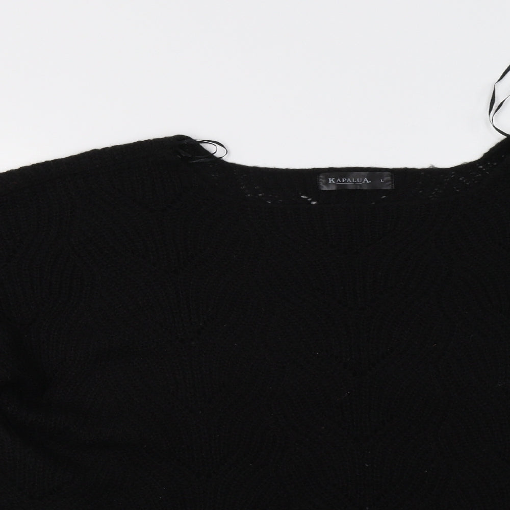 Close-up detail of Kapalua women’s black jumper, size L