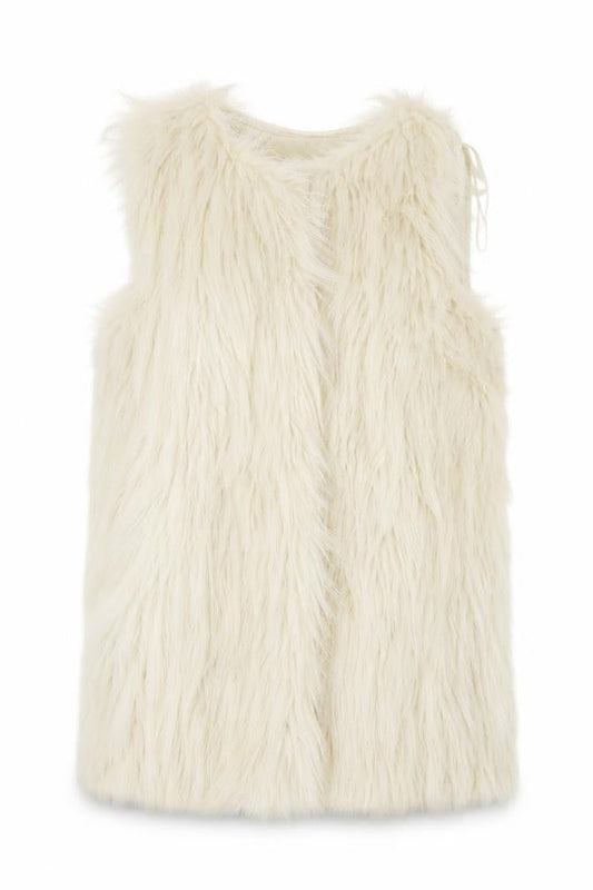 Front view of Amisu women’s ivory overcoat waistcoat, size UK 6