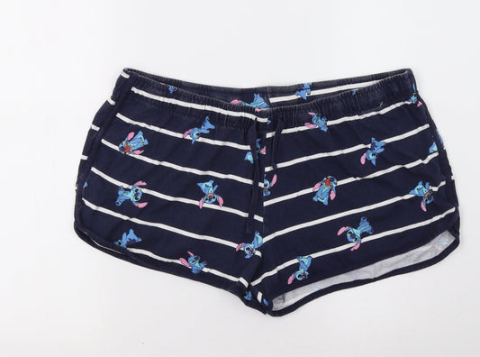 Primark Womens Blue Striped  Sweat Shorts Size L