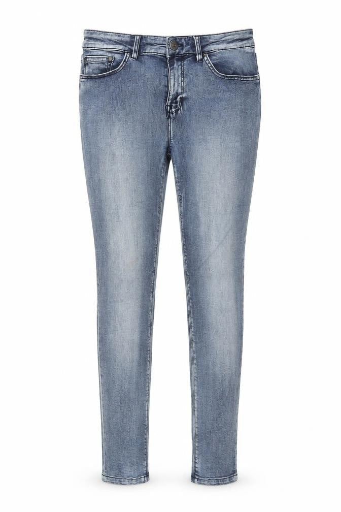 Front view of WAVEN women’s blue skinny jeans, size UK 12, 26-inch leg