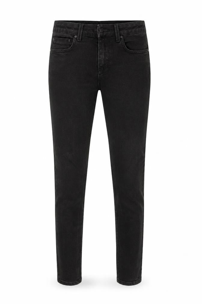 Front view of Topshop women’s black skinny jeans, size UK 28, 32-inch leg