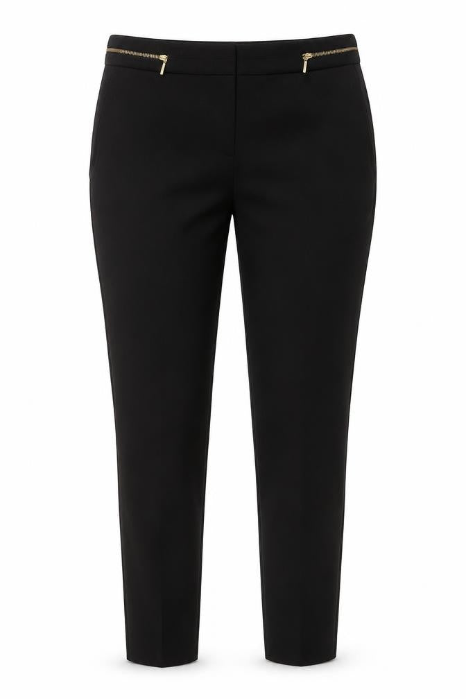 Front view of H&M women’s black trousers, size UK 12, 30-inch leg
