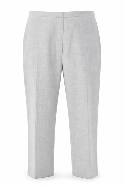 Front view of Preworn women’s grey trousers, size UK 20, 22-inch leg