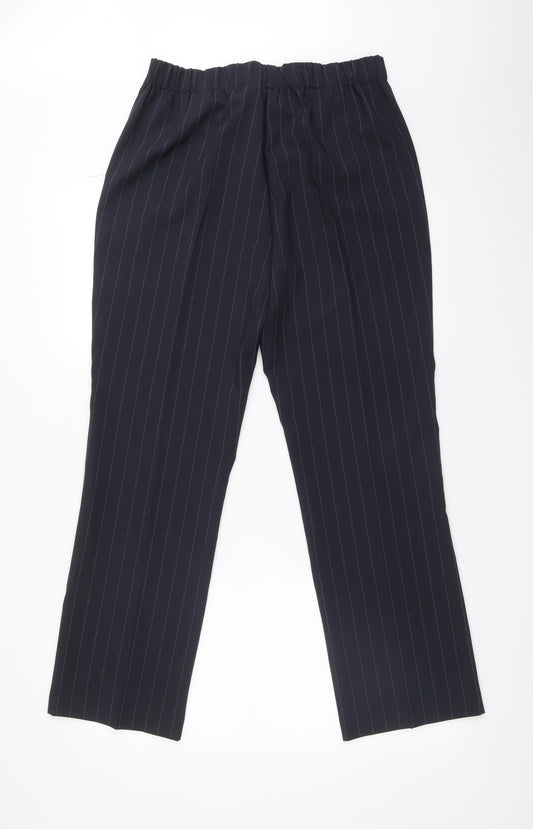 BONMARCHE Womens Blue Striped  Trousers  Size 12 L29 in