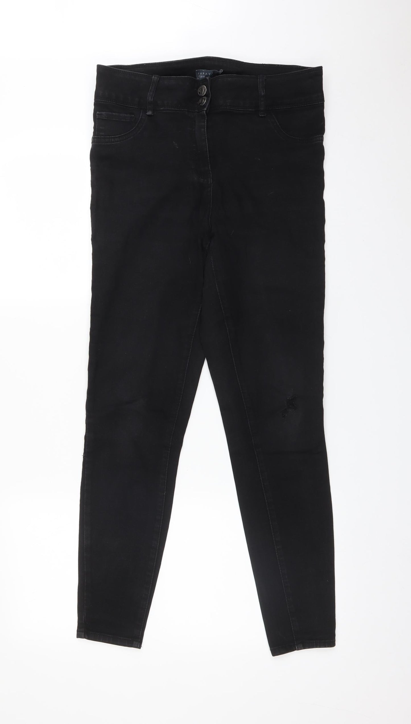 Womens UK Size 12 Papaya Regular Fit Jegging Black Jeans