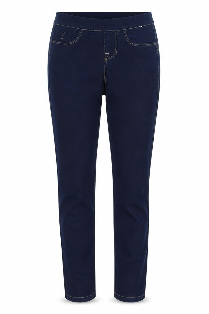 Front view of Denim Co. women’s blue denim jegging jeans, size UK 4, 32-inch leg