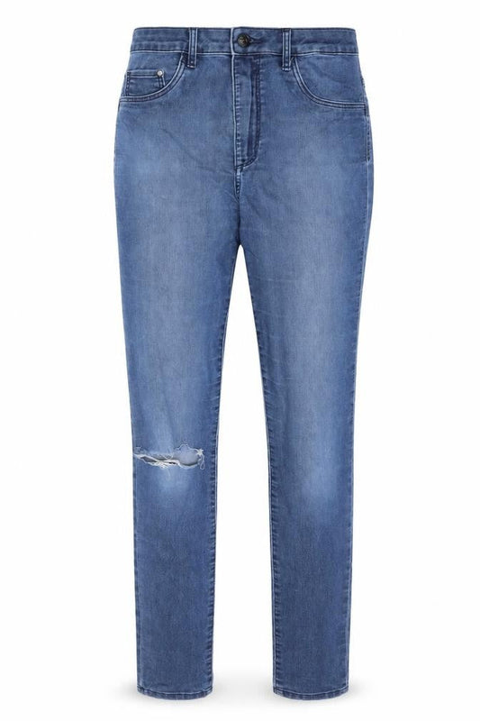 Front view of &Denim women’s blue denim skinny jeans, size UK 31, 32-inch leg