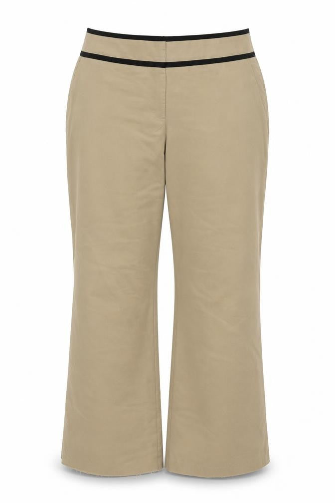Front view of Peacocks women’s beige trousers, size UK 18, 30-inch leg
