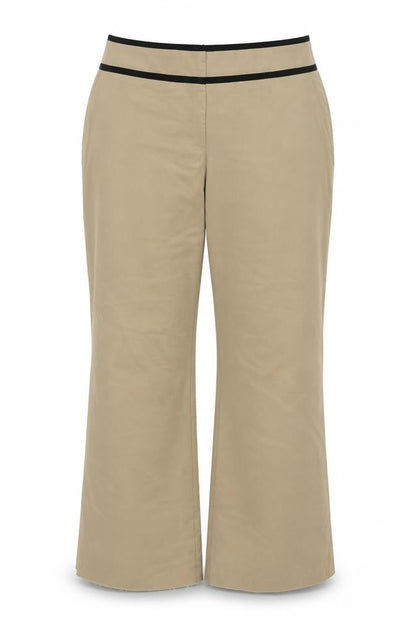 Front view of Peacocks women’s beige trousers, size UK 18, 30-inch leg