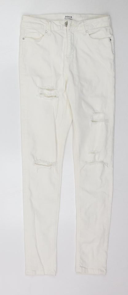 Miss Selfridge Womens Ivory  Denim Skinny Jeans Size 10 L29 in
