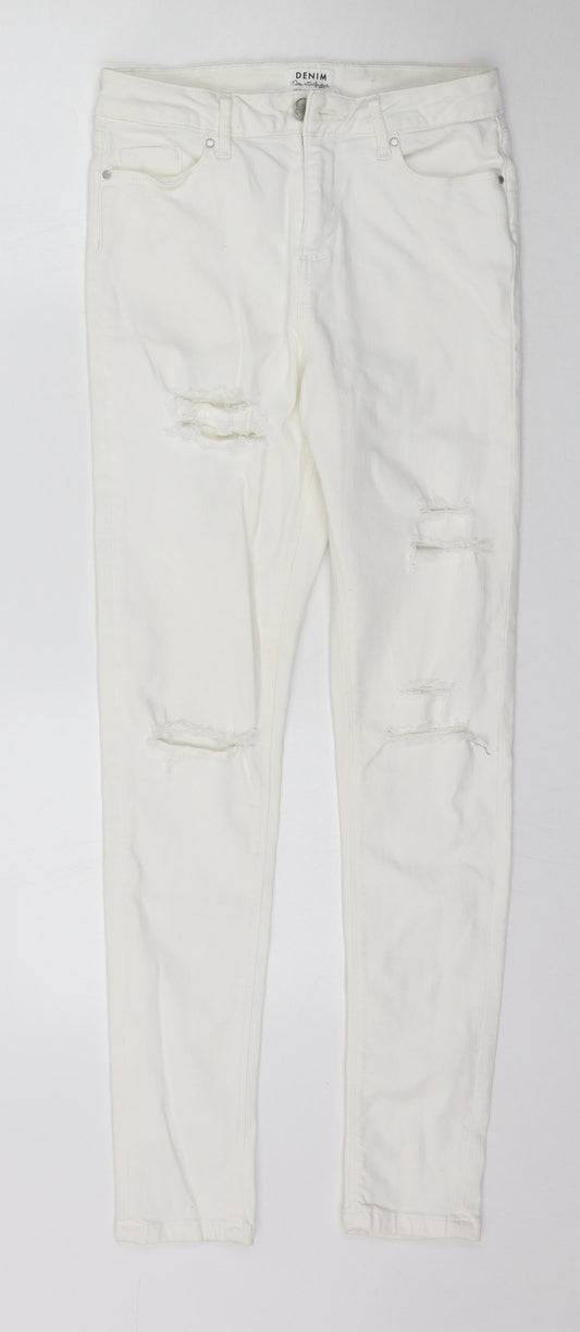 Miss Selfridge Womens Ivory  Denim Skinny Jeans Size 10 L29 in
