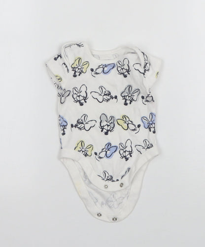 George Girls White Animal Print  Leotard One-Piece Size 0-3 Months  - Minnie Mouse