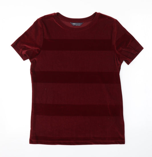 M&S Womens Red Striped  Basic Blouse Size 12