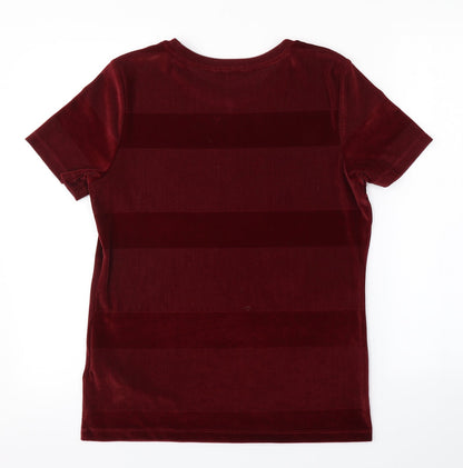 M&S Womens Red Striped  Basic Blouse Size 12