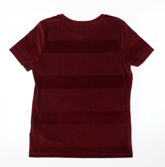 M&S Womens Red Striped  Basic Blouse Size 12