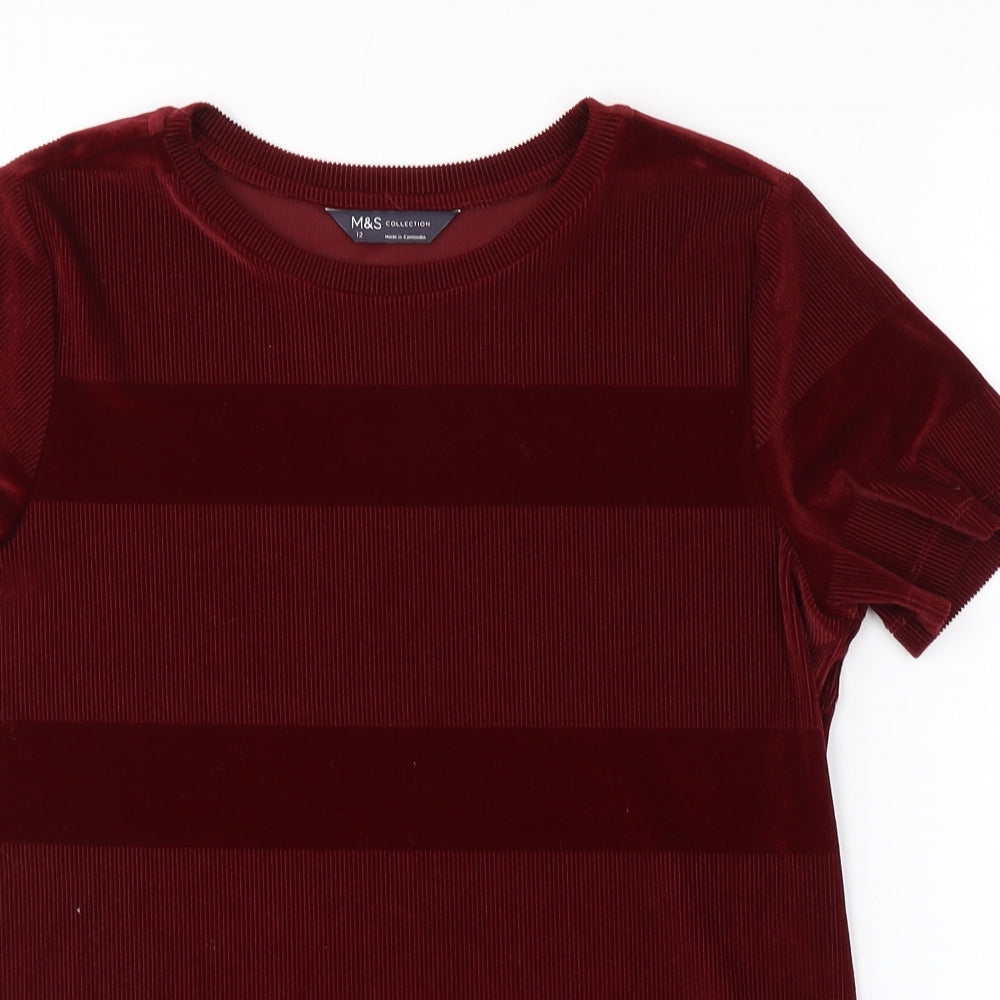 M&S Womens Red Striped  Basic Blouse Size 12