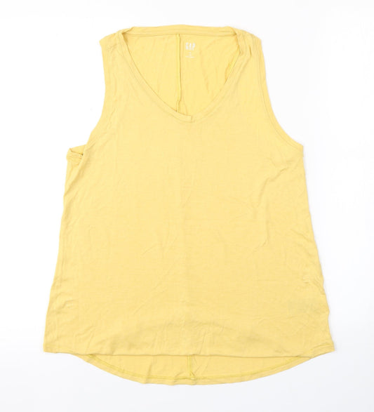 Womens UK Size M Gap Yellow Basic Tank