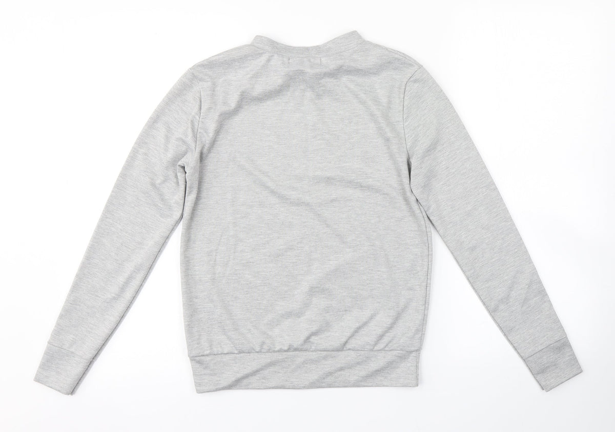 Back view of In the Style women’s grey pullover sweatshirt, size UK 6