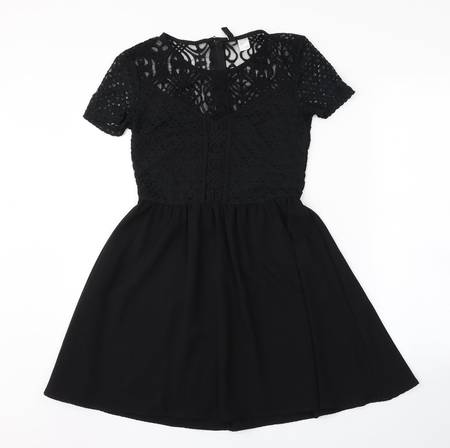 H&M Womens Black Argyle/Diamond  A-Line  Size 8