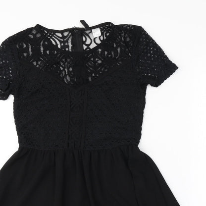 H&M Womens Black Argyle/Diamond  A-Line  Size 8