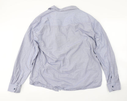 Mens UK Size 2XL Peacocks Blue  Button-Up Long Sleeve Casual Shirt
